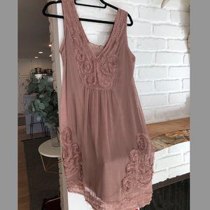Vintage Blush Chiffon Dress - Sz L